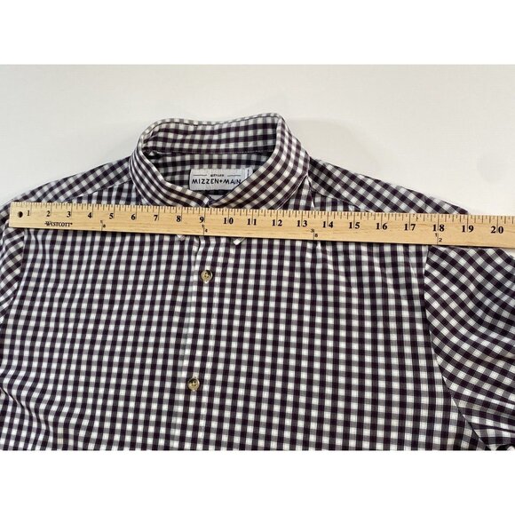 Mizzen + Main Leeward Button Down Shirt Men’s XL Trim Fit Purple Check Gingham - Picture 15 of 16